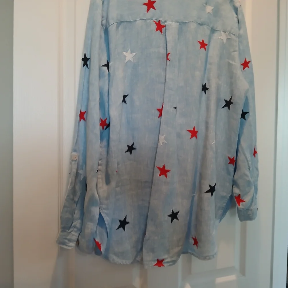 John Mark Light Blue Star Button Down Shirt - Picture 12 of 13